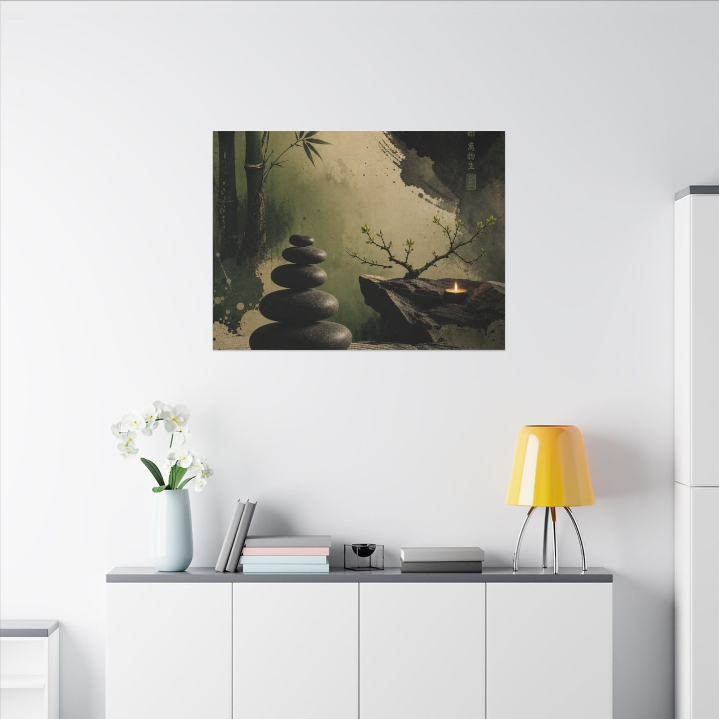 River Stones Spring Canvas Art | Zen Contemplative Design