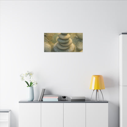 River Stones Watercolor Canvas Art | Elegant Japandi Art