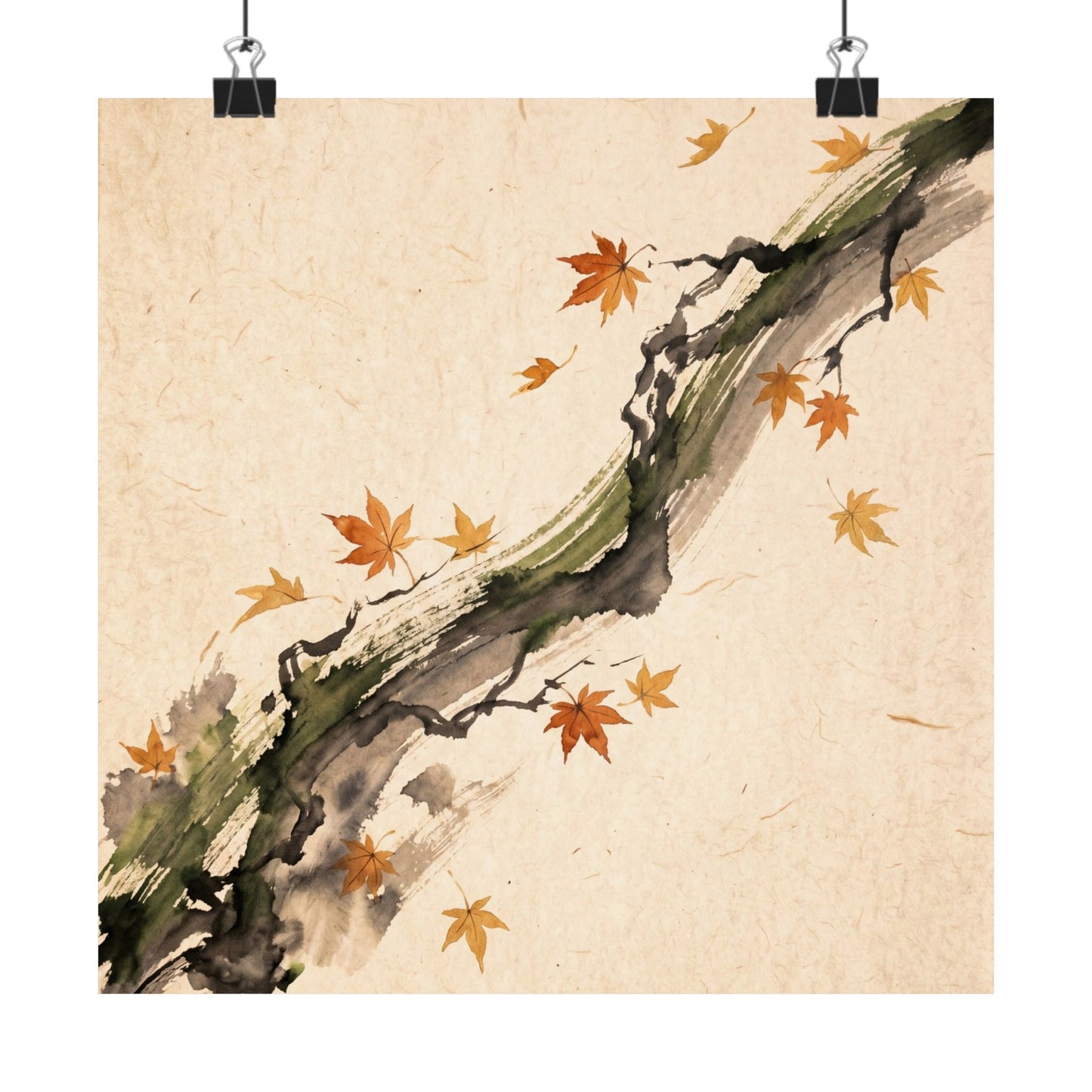 Ma Ink Brushstroke Wall Art Print - Zen Ukiyo E Inspired