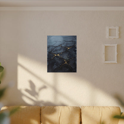 Mono No Aware Cracked Earth Canvas Art - Dark Japandi Charcoal Ink