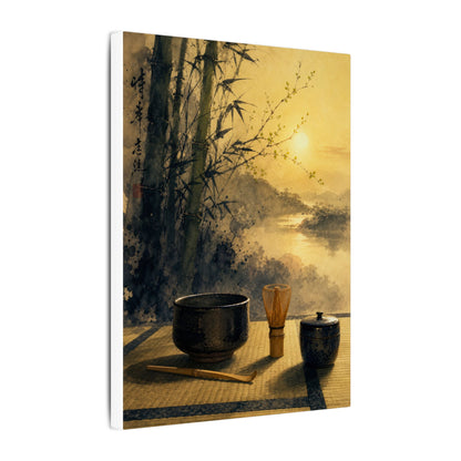 Tea Ceremony Sumi E Canvas Art | Contemplative Zen Art