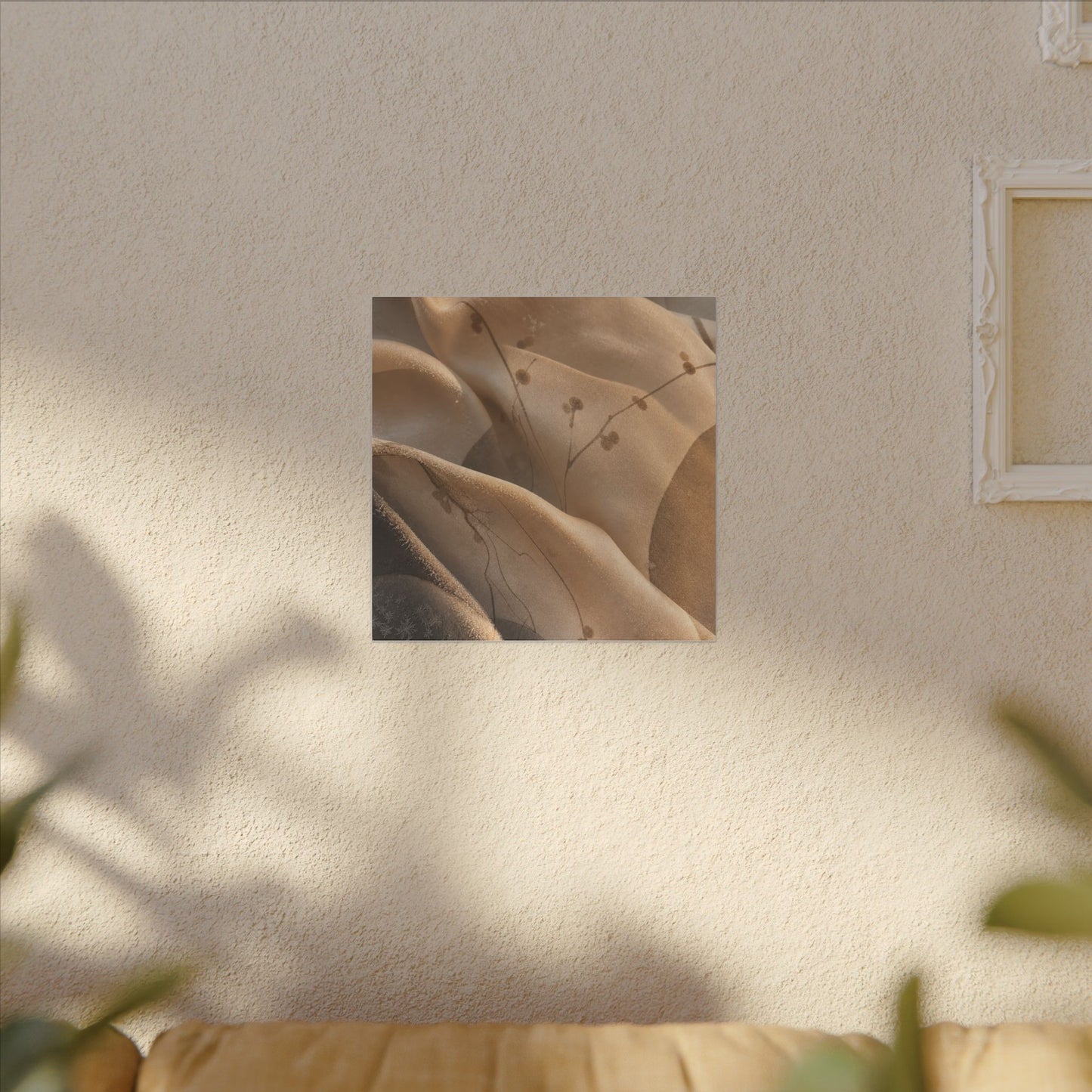 Japandi Silk Drape in Golden Hour | Japanese Pattern Canvas Art