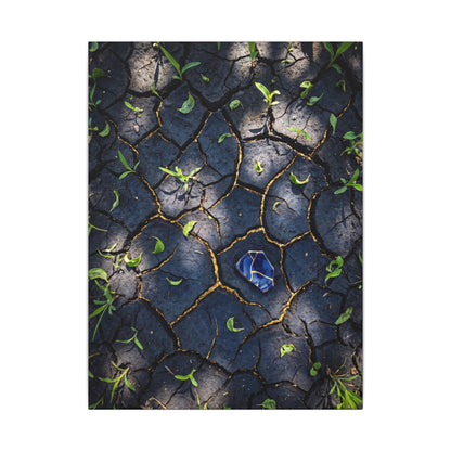 Cracked Earth Canvas Art | Spring Dark Japandi Moody Minimal Art
