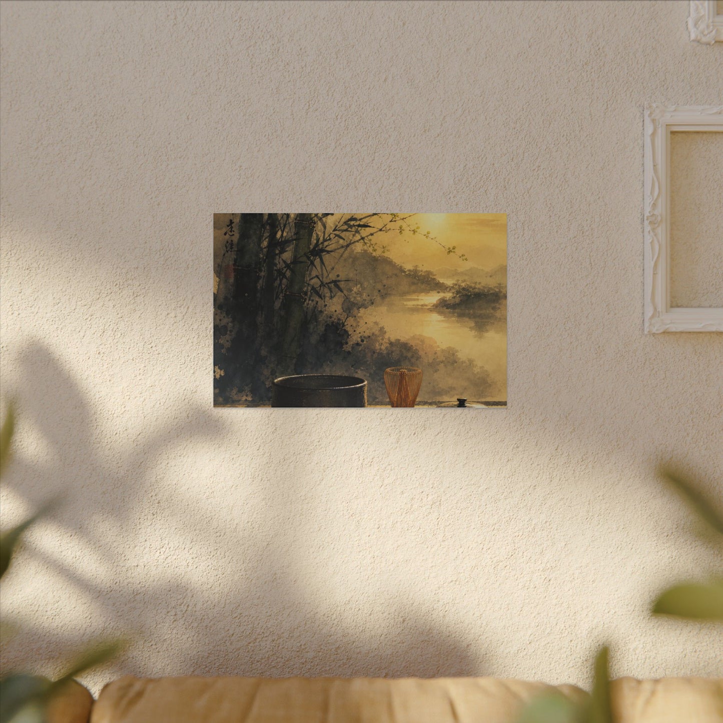 Tea Ceremony Sumi E Canvas Art | Contemplative Zen Art
