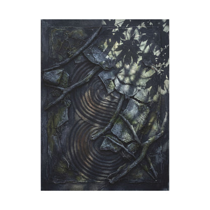 Rock Garden Canvas Art | Winter Dark Japandi Dark Texture Art
