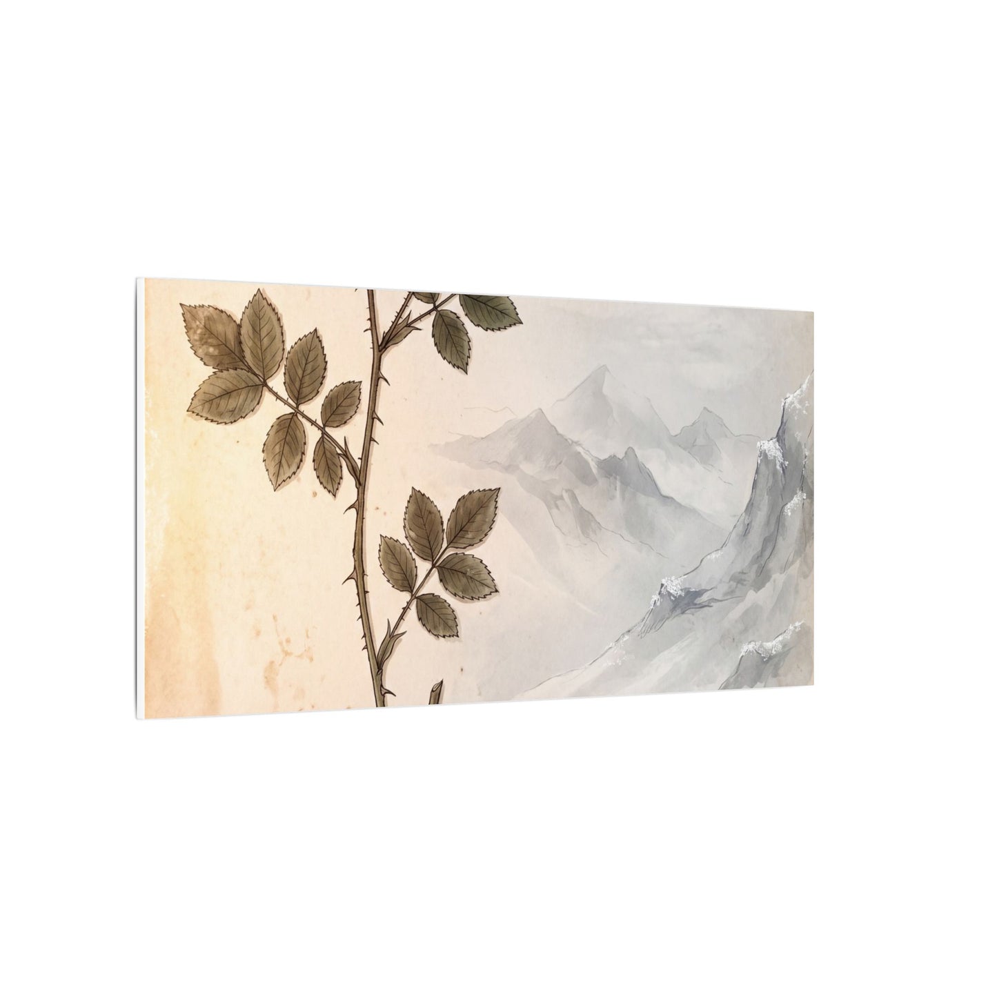 Winter Mountain Mist Herbarium Canvas Art | Earthy Decor