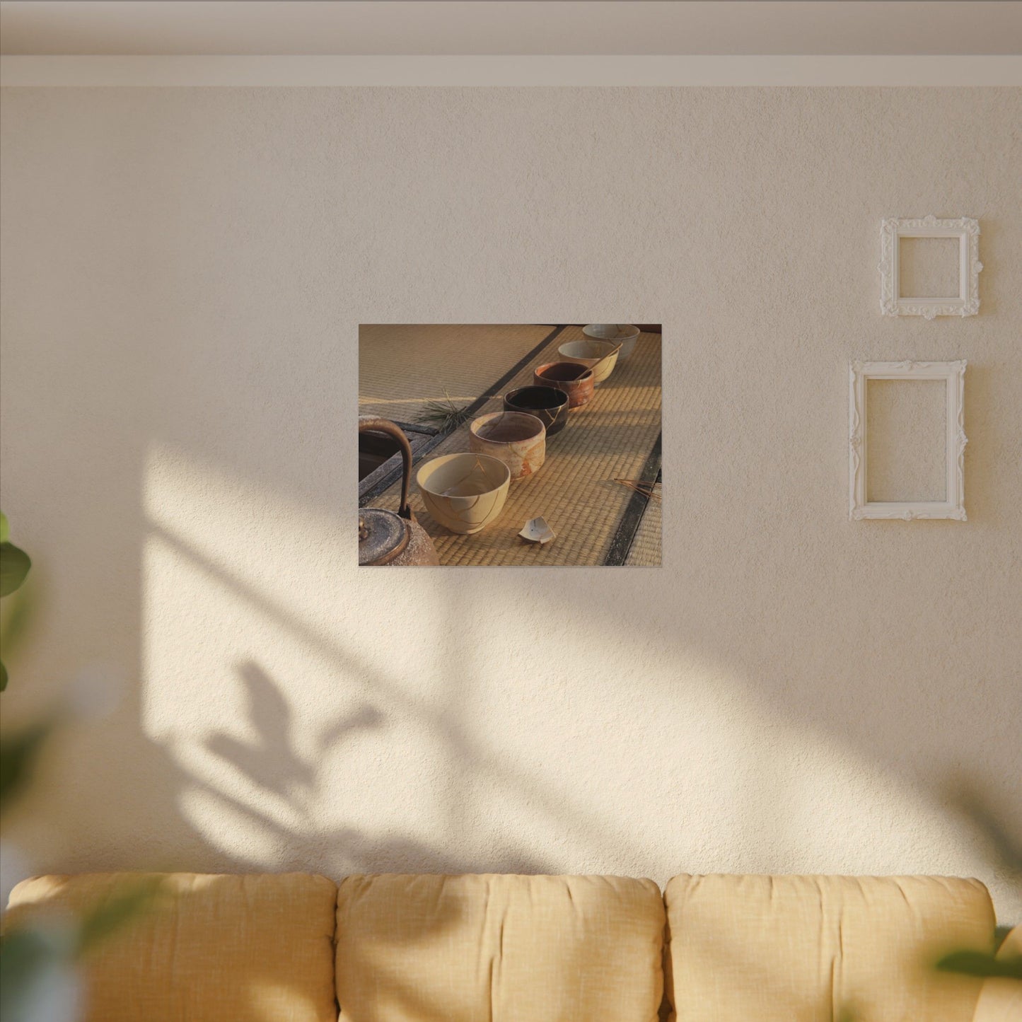 Kintsugi Tea Ceremony in Golden Hour | Gold Repair Canvas Art