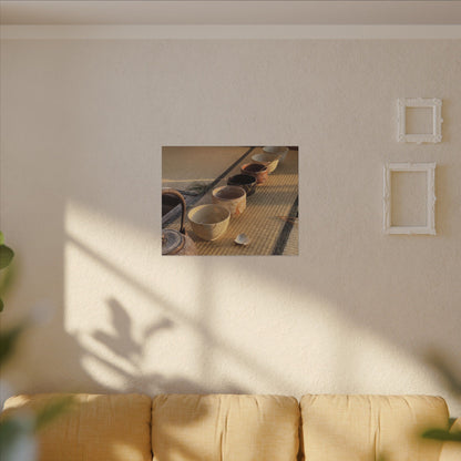 Kintsugi Tea Ceremony in Golden Hour | Gold Repair Canvas Art