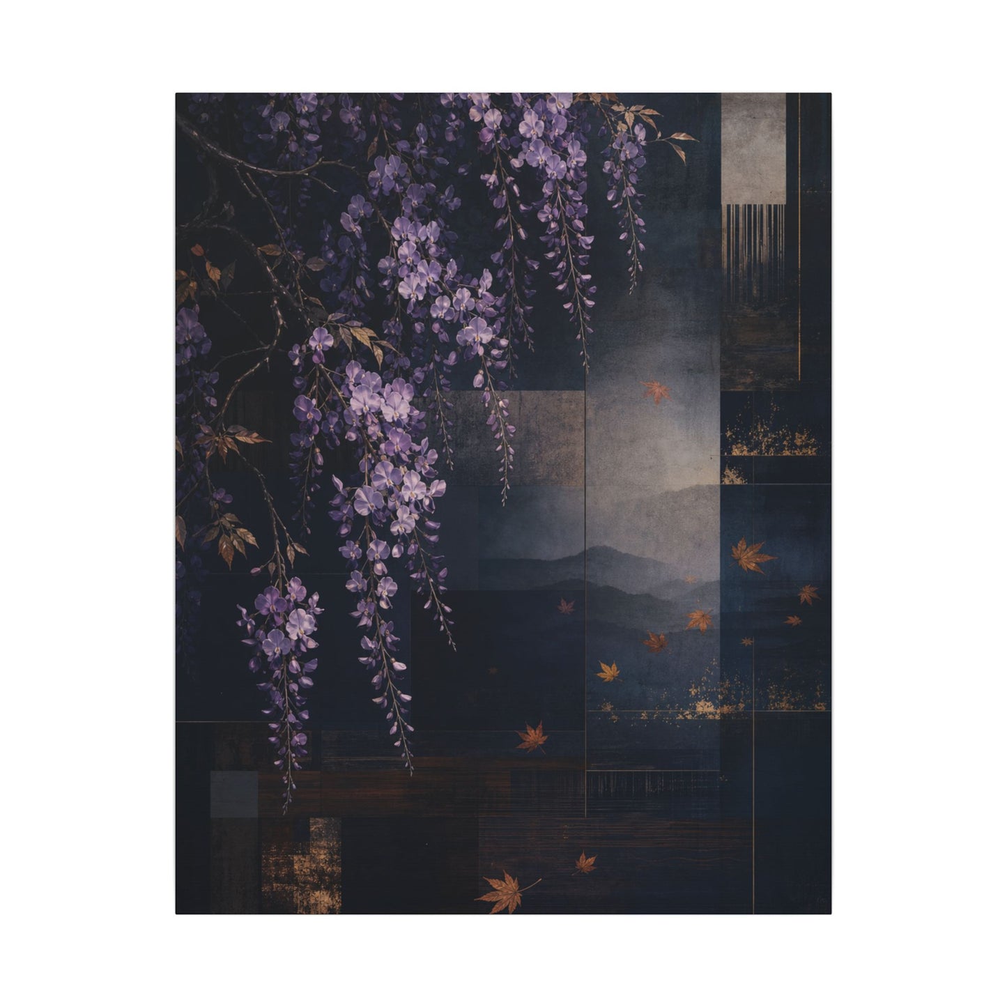 Dawn Wisteria Canvas Art - Dark Japandi Fukinsei