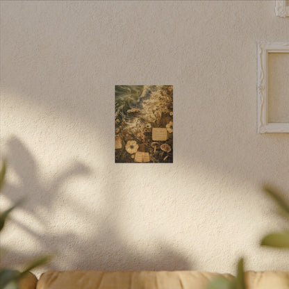 Spring Ocean Wave Herbarium Canvas Art | Nostalgic Decor