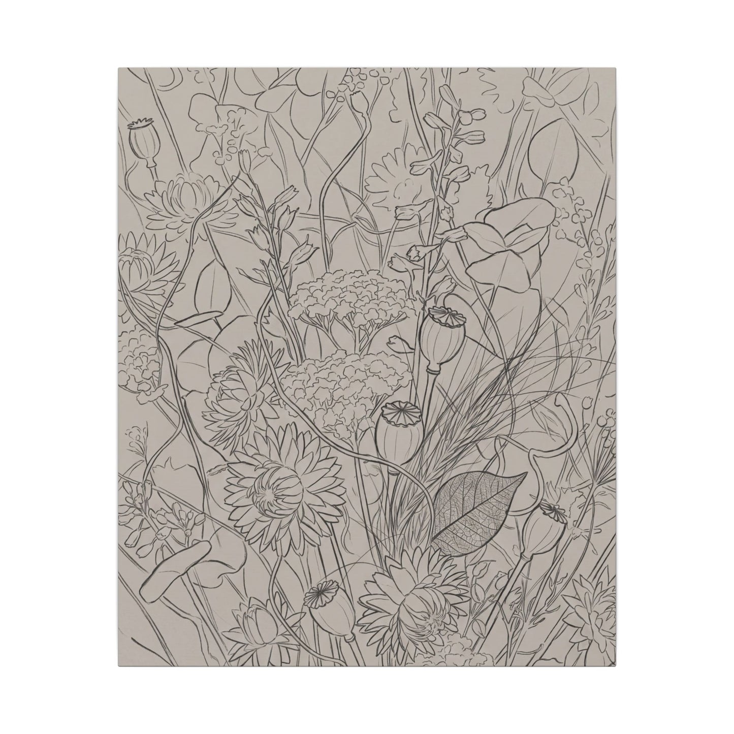 Summer Dried Flowers Minimal Line Canvas Art | Elegant Decor