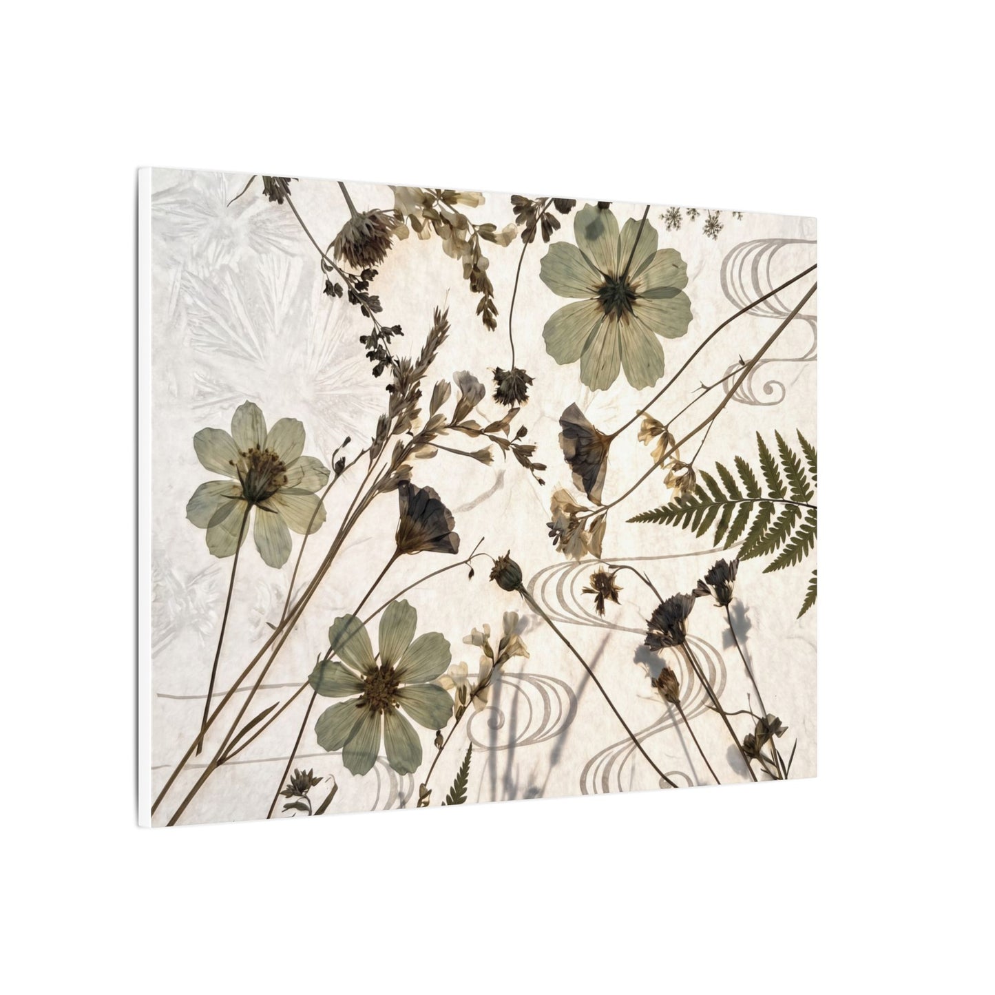 Japandi Dried Flowers in Golden Hour | Japanese Pattern Canvas Art
