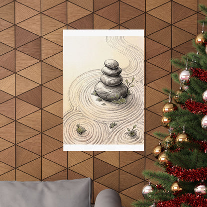 Ma River Stones Wall Art Print - Zen Karesansui