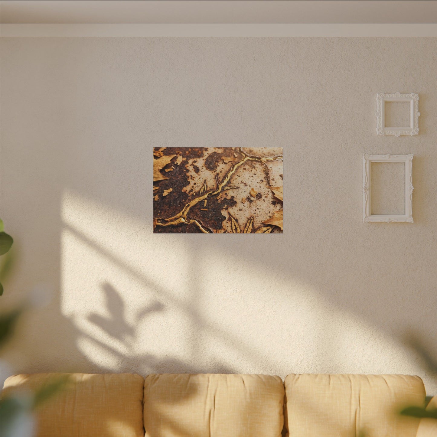 Kintsugi Rust Patina in Golden Hour | Gold Vein Canvas Art