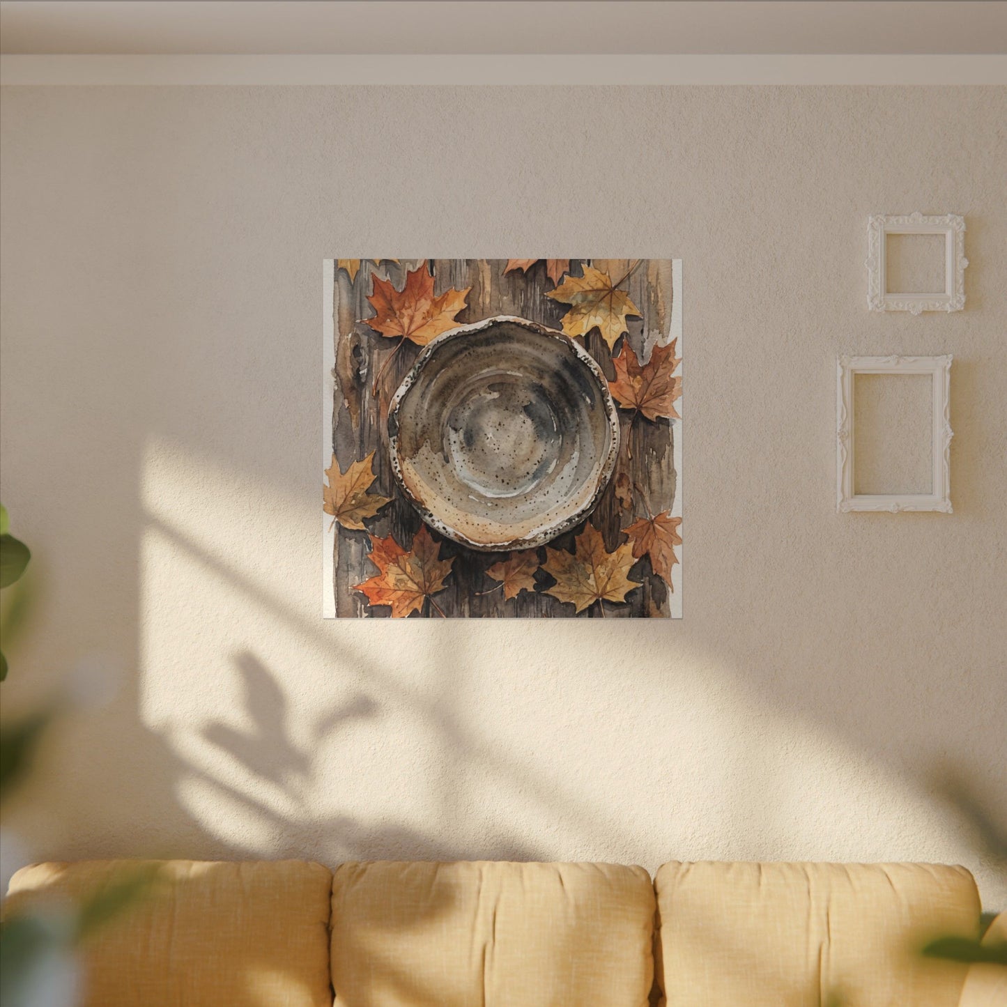 Ma Ceramic Bowl Canvas Art - Japandi Watercolor