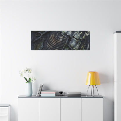 Rock Garden Canvas Art | Winter Dark Japandi Dark Texture Art