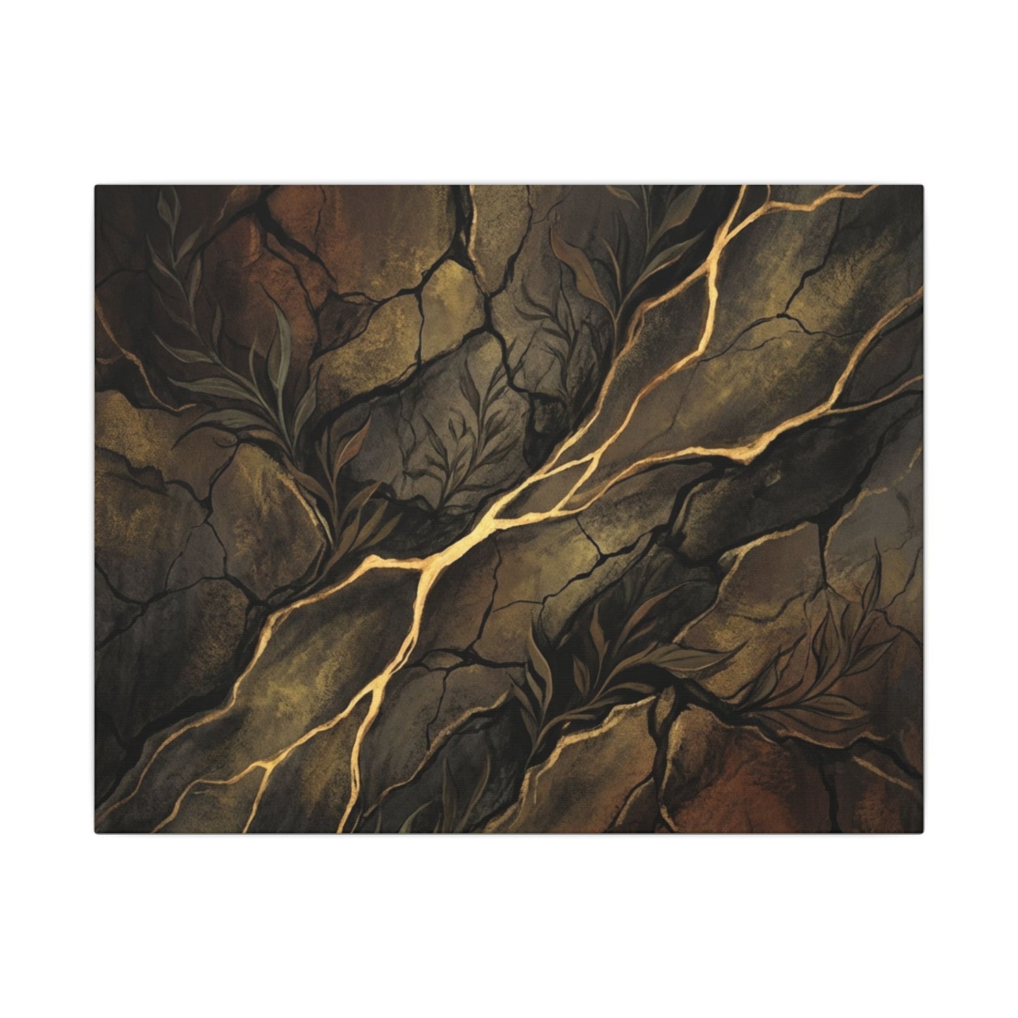 Cracked Earth Charcoal Ink Canvas Art | Bold Dark Japandi Art