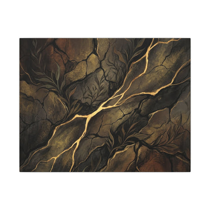 Cracked Earth Charcoal Ink Canvas Art | Bold Dark Japandi Art