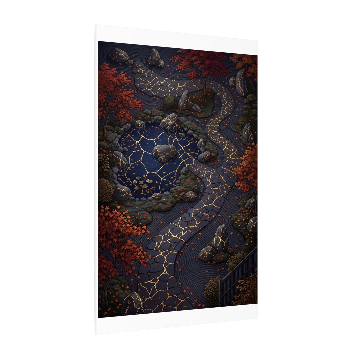 Moonlit Garden Gold Vein Canvas Art | Resilient Kintsugi Art