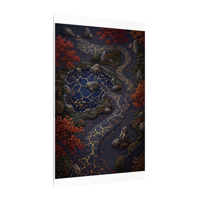 Moonlit Garden Gold Vein Canvas Art | Resilient Kintsugi Art
