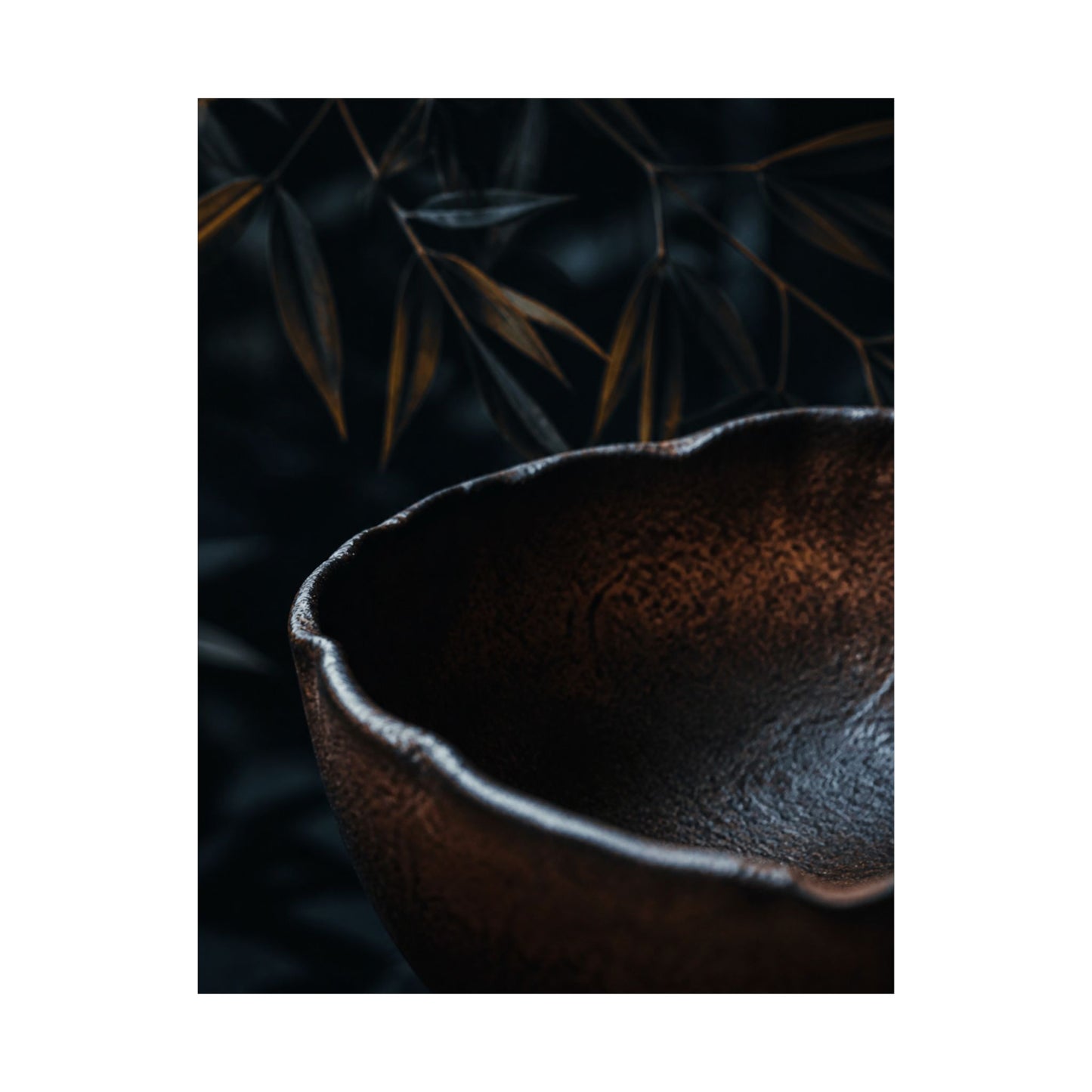 Moonlight Ceramic Bowl Wall Art Print - Dark Japandi Kanso