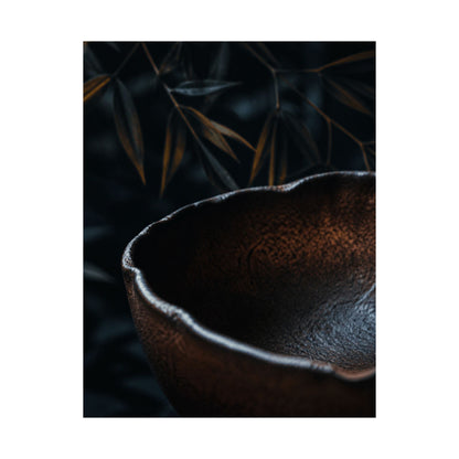 Moonlight Ceramic Bowl Wall Art Print - Dark Japandi Kanso