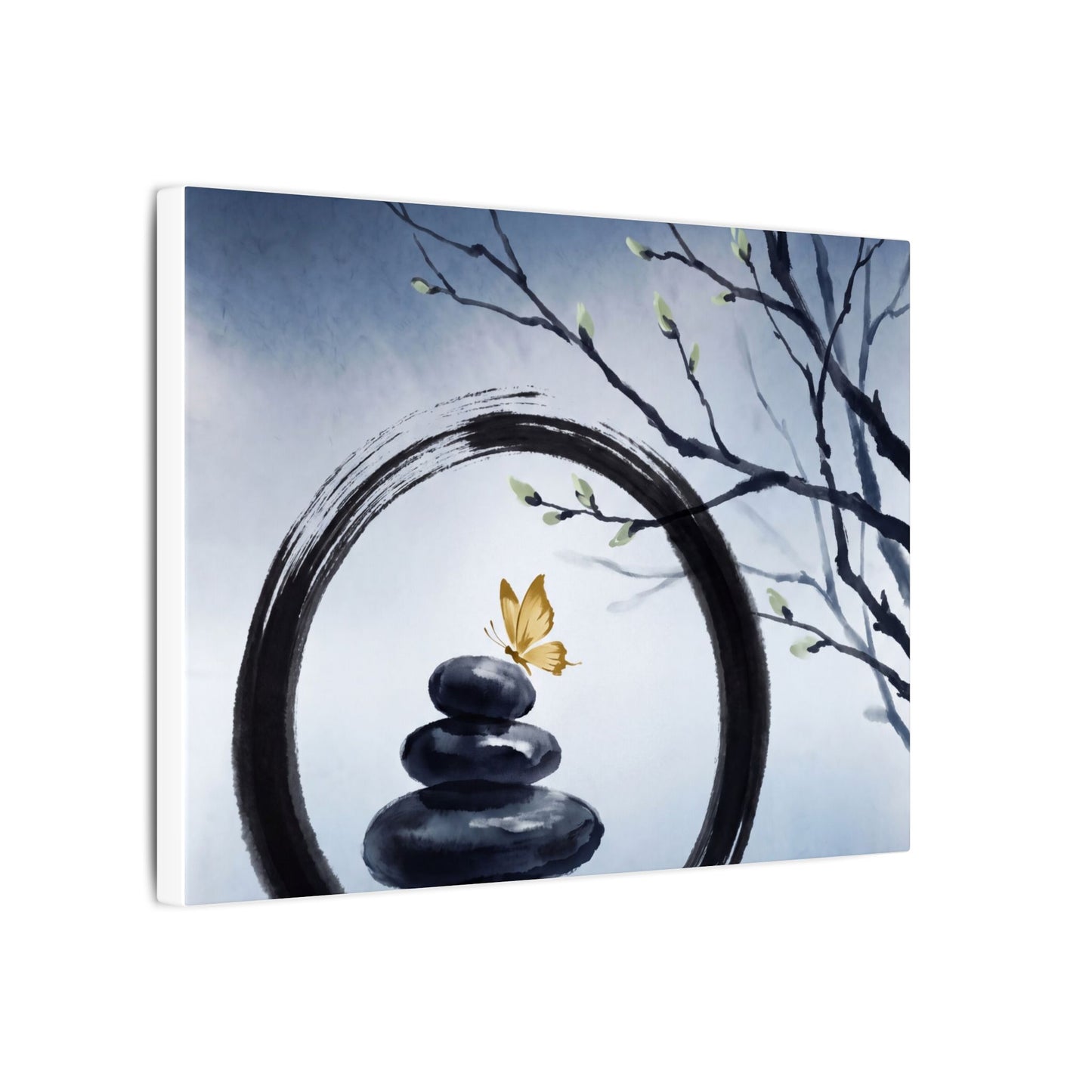 River Stones Spring Canvas Art | Zen Peaceful Design