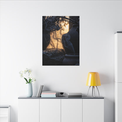 Incense Smoke Canvas Art | Winter Dark Japandi Shadow Zen Art