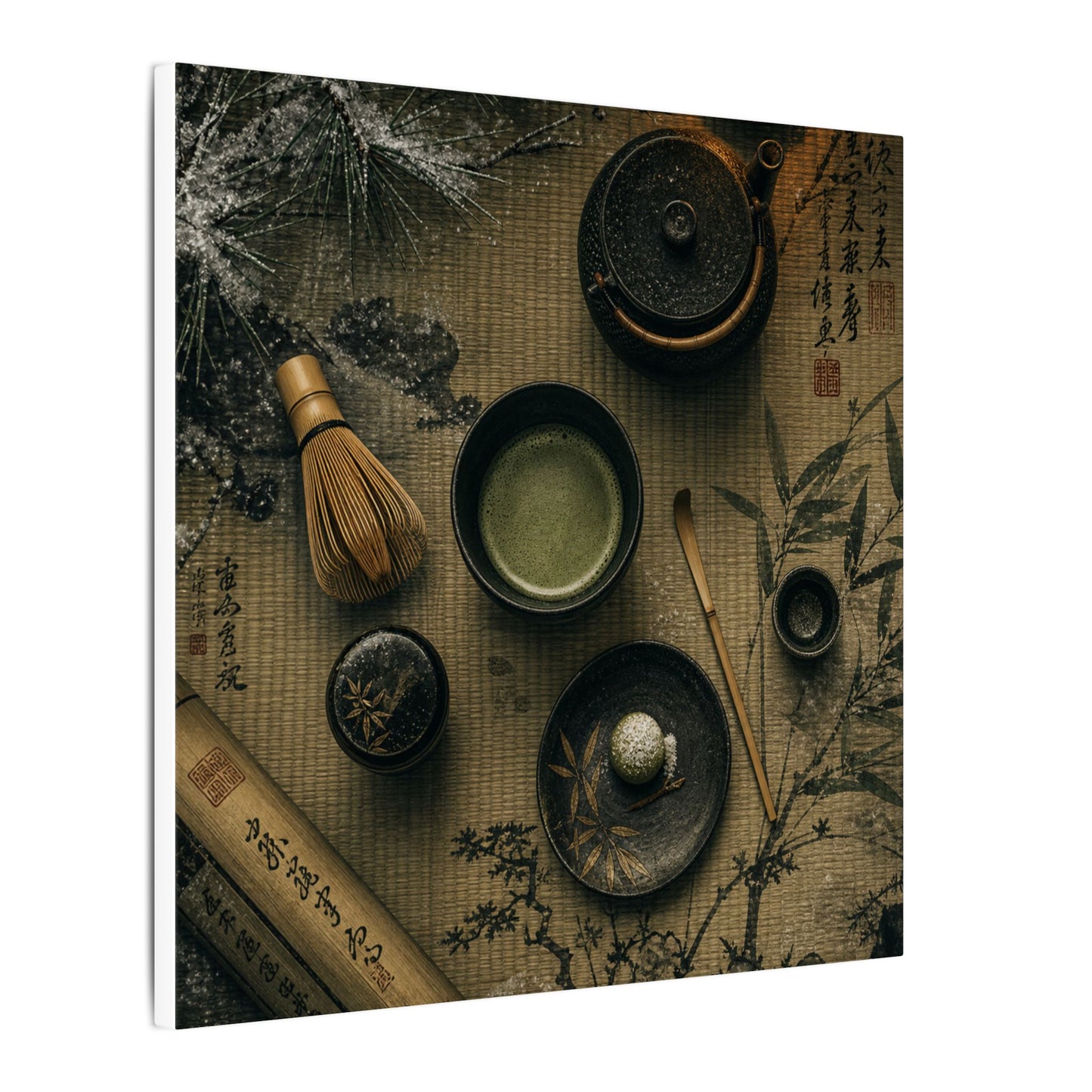 Tea Ceremony Canvas Art | Winter Zen Ukiyo E Inspired Art