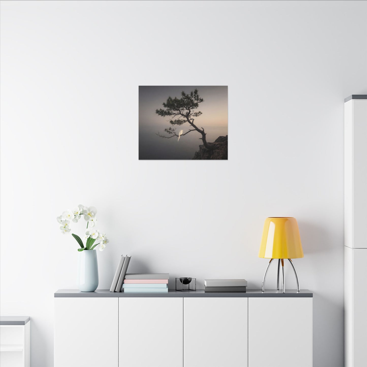 Dawn Pine Tree Canvas Art - Dark Japandi Datsuzoku