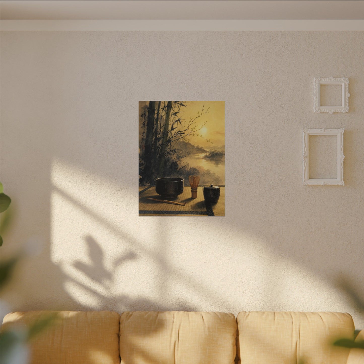 Tea Ceremony Sumi E Canvas Art | Contemplative Zen Art
