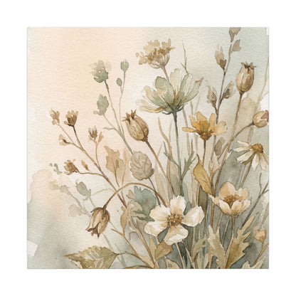 Summer Dried Flowers Watercolor Canvas Art | Elegant Decor