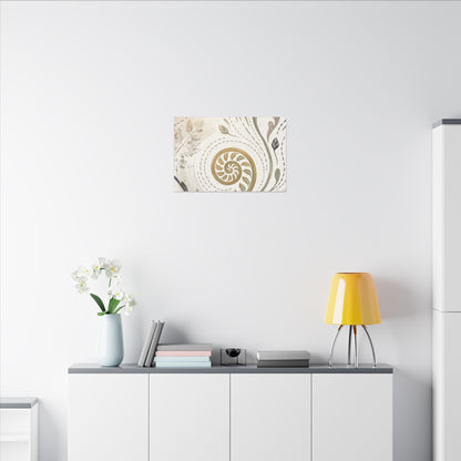 Japandi Fern Unfurling in Golden Hour | Japanese Pattern Canvas Art
