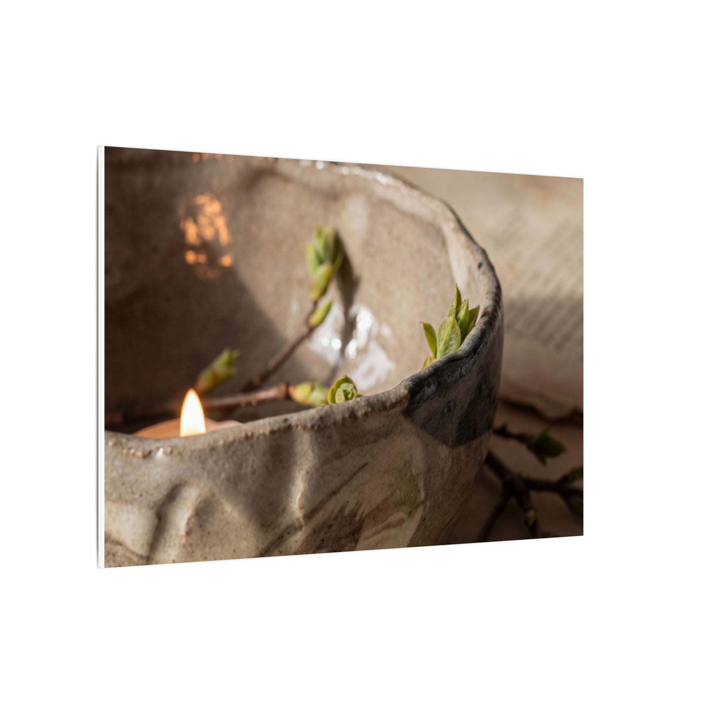Candlelight Ceramic Bowl Canvas Art - Japandi Ma