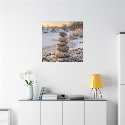 Ma River Stones Canvas Art - Japandi Japanese Pattern