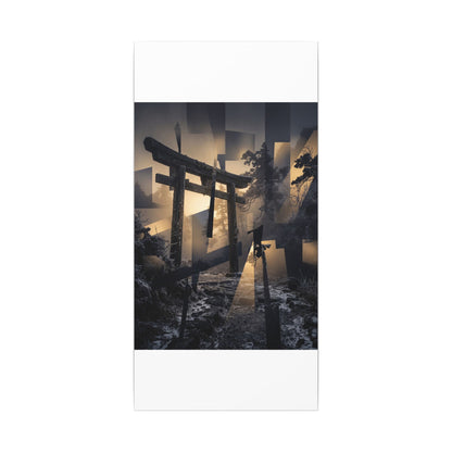 Winter Torii Gate Moody Minimal Canvas Art | Bold Decor