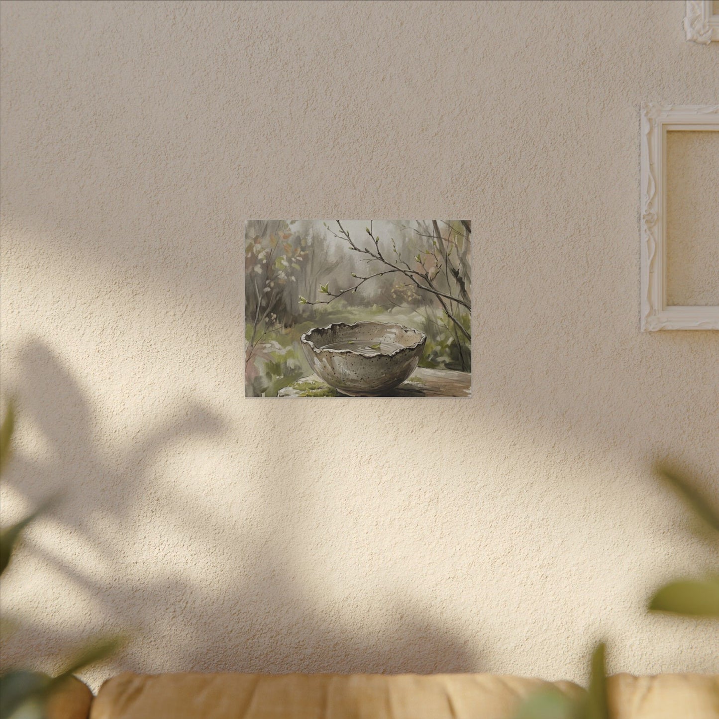 Japandi Ceramic Bowl in Overcast | Minimal Line Canvas Art