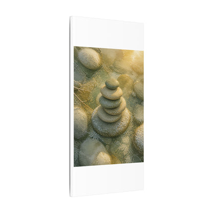 River Stones Watercolor Canvas Art | Elegant Japandi Art