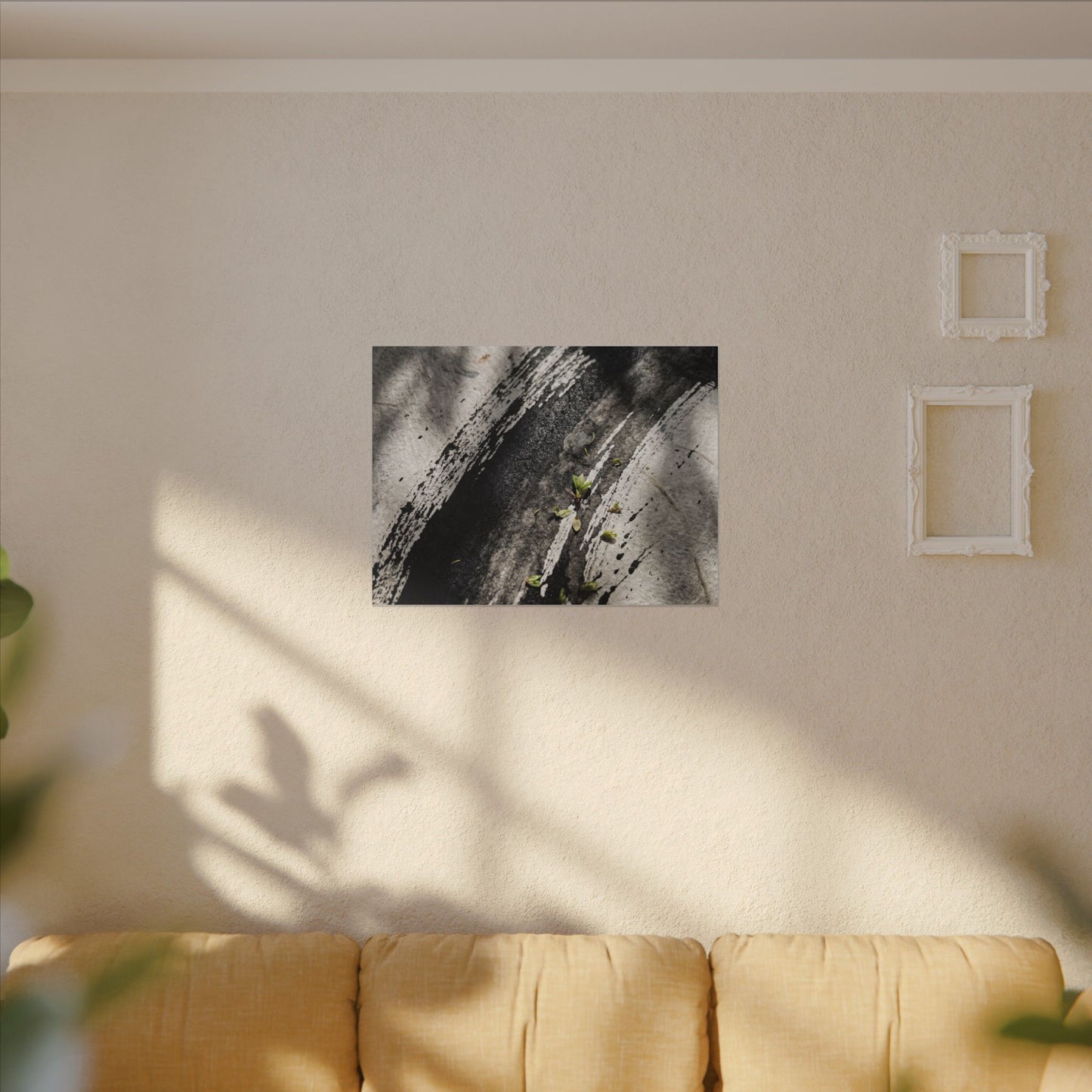 Ink Brushstroke Canvas Art | Spring Dark Japandi Moody Minimal Art