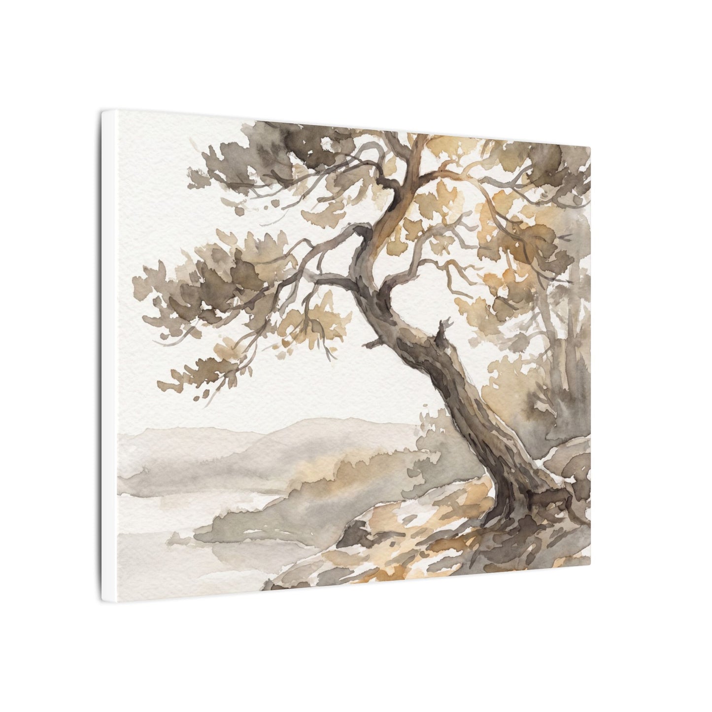 Pine Tree Watercolor Canvas Art | Elegant Japandi Art