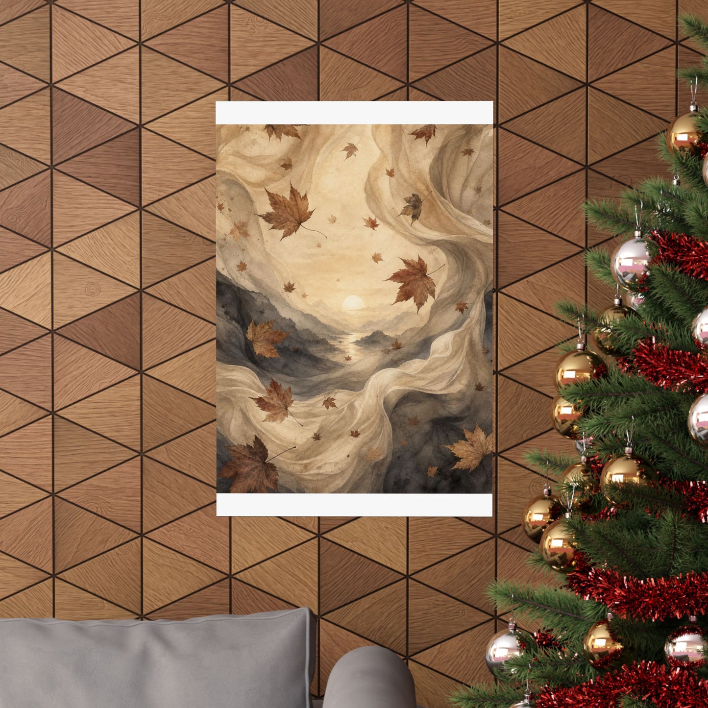 Silk Drape Wall Art Print | Autumn Japandi Watercolor Art