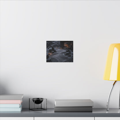 Candlelight Rock Garden Canvas Art - Dark Japandi Fukinsei