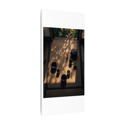 Shibui Tea Ceremony Canvas Art - Dark Japandi Shadow Zen