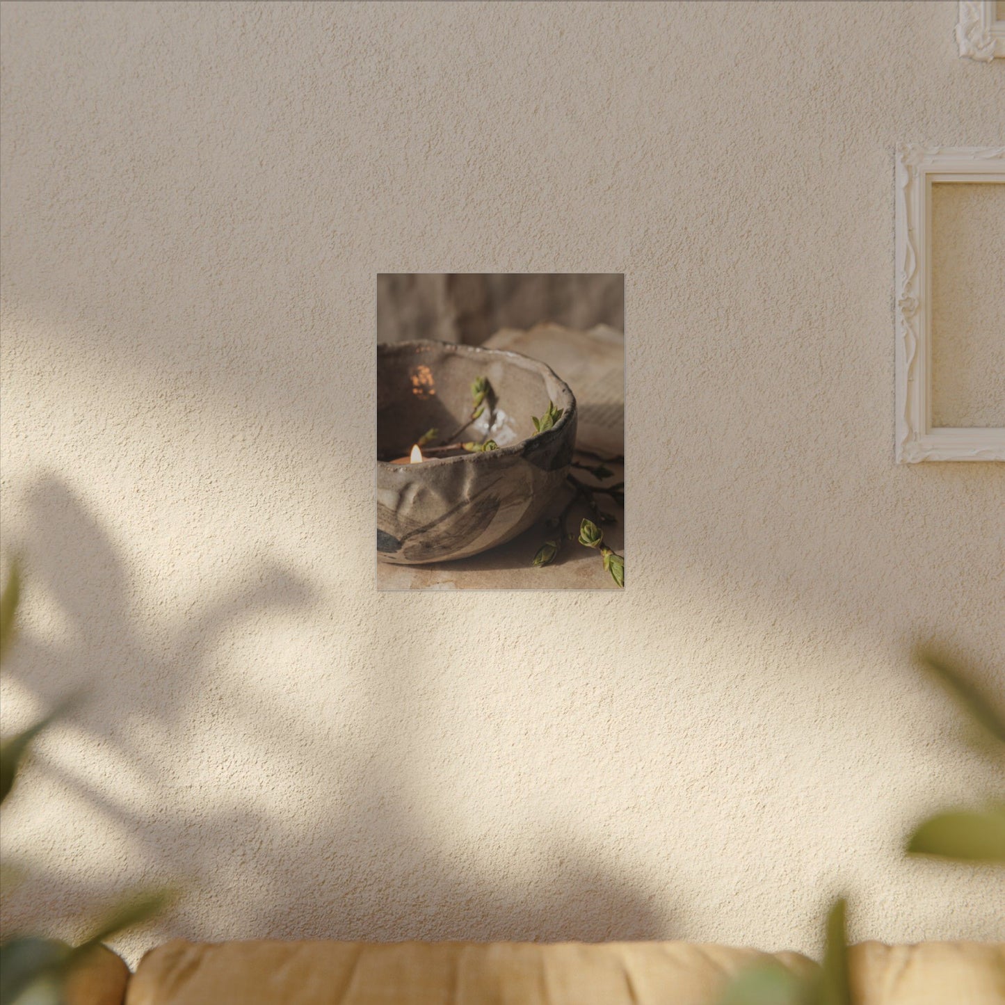 Candlelight Ceramic Bowl Canvas Art - Japandi Ma