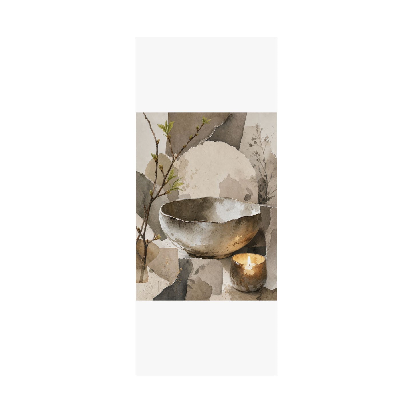 Candlelight Ceramic Bowl Wall Art Print - Japandi Fukinsei