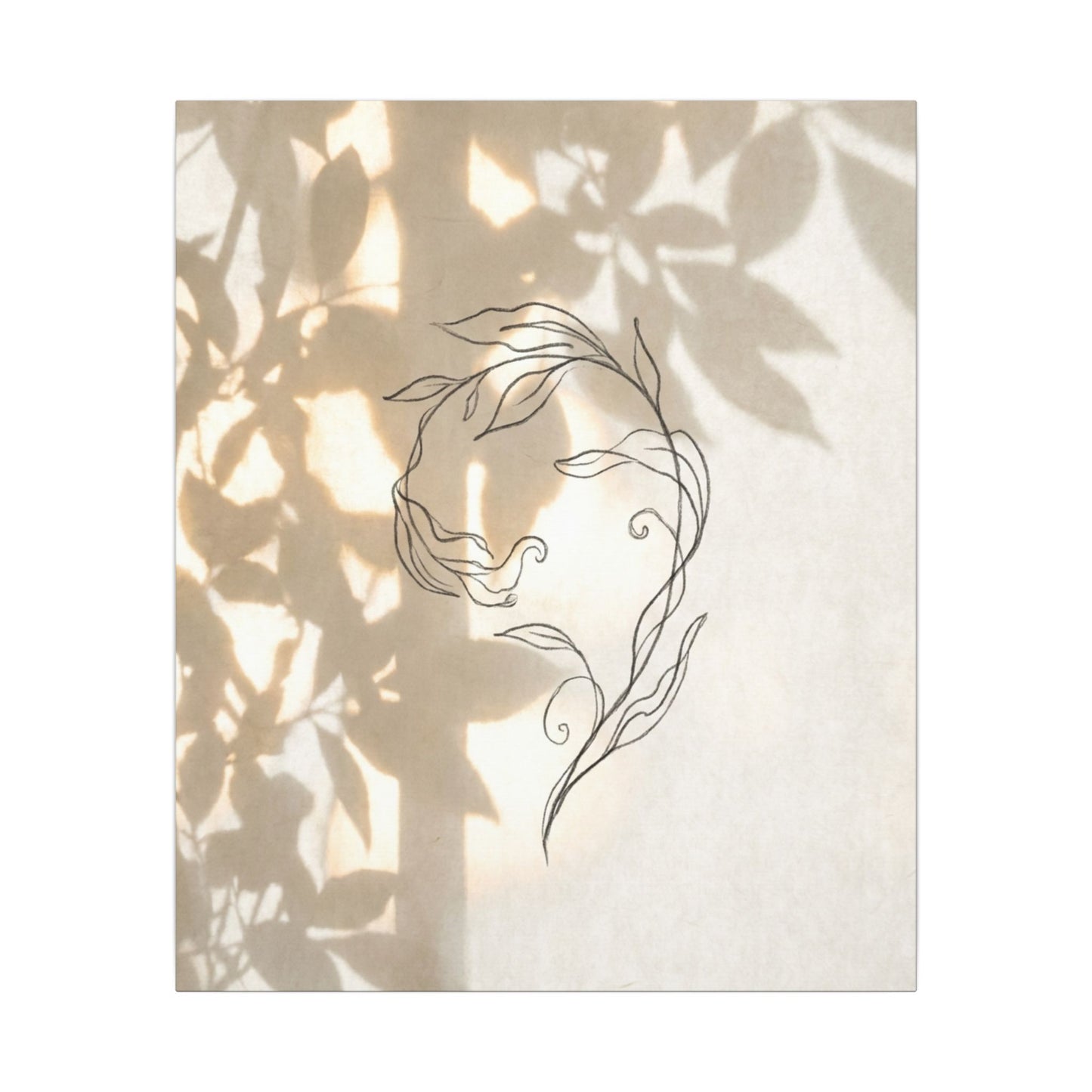 Warm Shoji Screen Canvas Art - Minimal Line Japandi