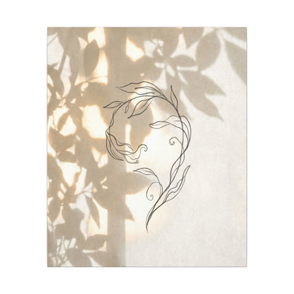 Warm Shoji Screen Canvas Art - Minimal Line Japandi