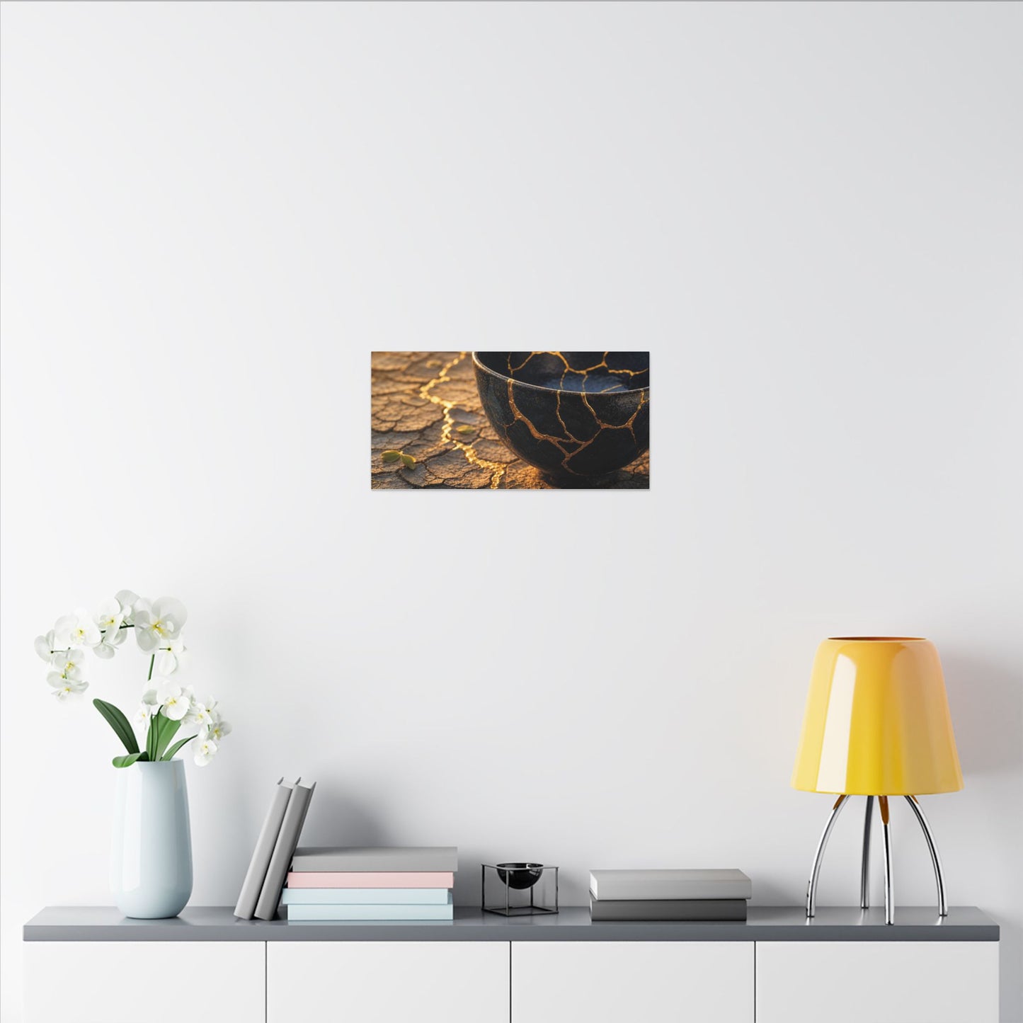 Golden Hour Cracked Earth Canvas Art - Kintsugi Fukinsei