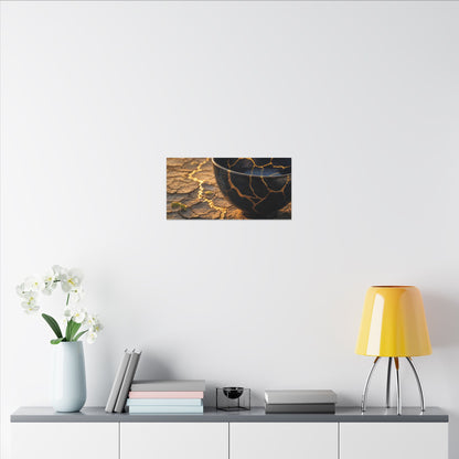 Golden Hour Cracked Earth Canvas Art - Kintsugi Fukinsei