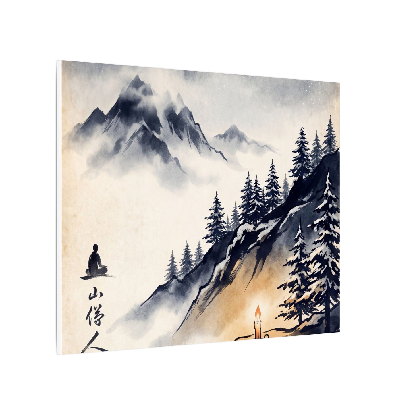 Mountain Mist Canvas Art | Winter Zen Ukiyo E Inspired Art